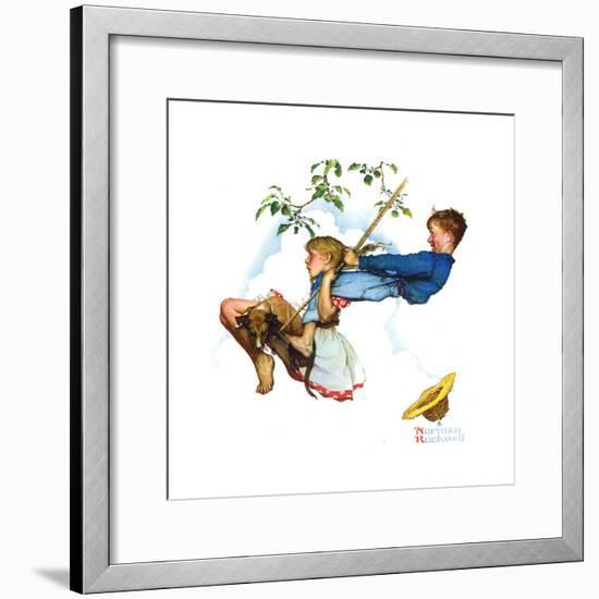 Young Love: Swinging-Norman Rockwell-Framed Premium Giclee Print
