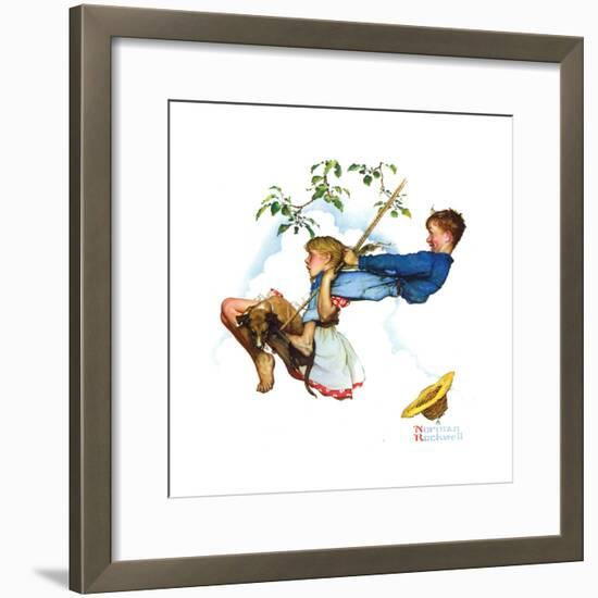 Young Love: Swinging-Norman Rockwell-Framed Premium Giclee Print