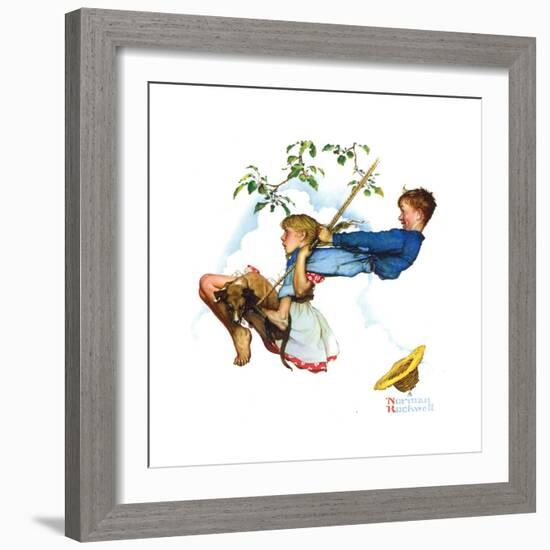 Young Love: Swinging-Norman Rockwell-Framed Giclee Print