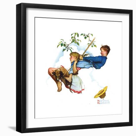 Young Love: Swinging-Norman Rockwell-Framed Giclee Print