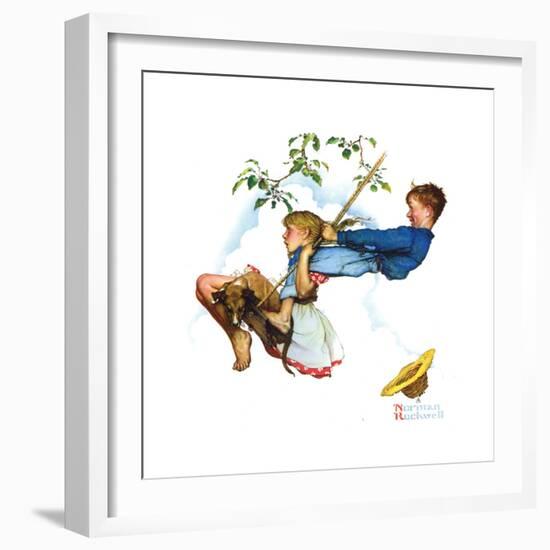 Young Love: Swinging-Norman Rockwell-Framed Giclee Print