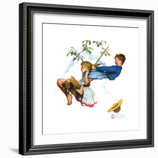 Young Love: Swinging-Norman Rockwell-Framed Giclee Print