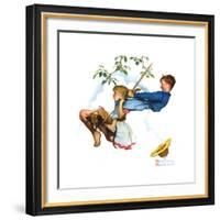 Young Love: Swinging-Norman Rockwell-Framed Giclee Print