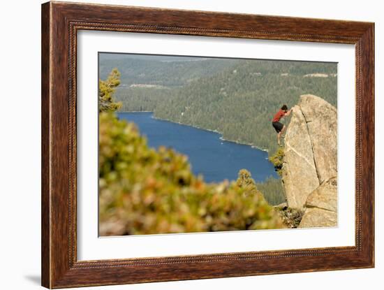 Young Man Bouldering On Donner Summit, CA-Justin Bailie-Framed Photographic Print