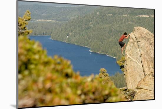 Young Man Bouldering On Donner Summit, CA-Justin Bailie-Mounted Photographic Print