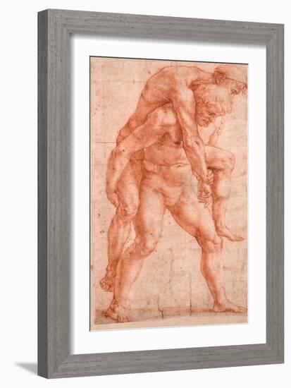 Young Man Carrying An Old Man on His Back (Aeneas And Anchises)-Raphael-Framed Giclee Print