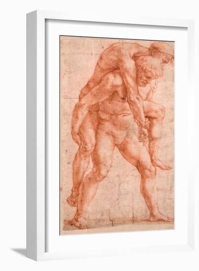 Young Man Carrying An Old Man on His Back (Aeneas And Anchises)-Raphael-Framed Giclee Print