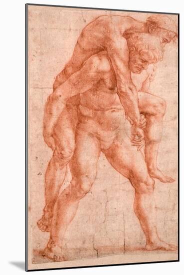 Young Man Carrying An Old Man on His Back (Aeneas And Anchises)-Raphael-Mounted Giclee Print