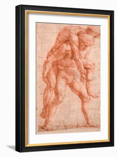 Young Man Carrying An Old Man on His Back (Aeneas And Anchises)-Raphael-Framed Giclee Print