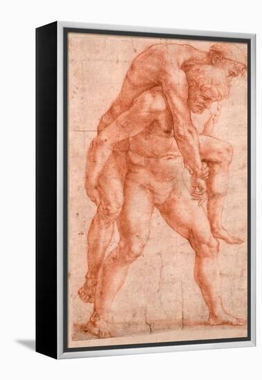 Young Man Carrying An Old Man on His Back (Aeneas And Anchises)-Raphael-Framed Premier Image Canvas