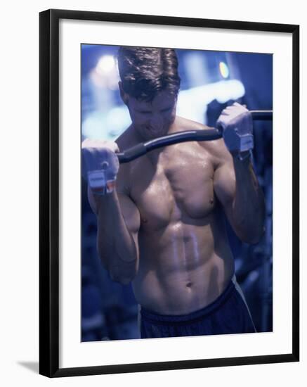 Young Man Exercising with Barbells-null-Framed Photographic Print
