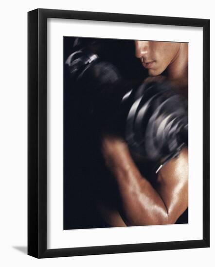 Young Man Exercising with Dumbbells-null-Framed Photographic Print