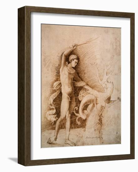 Young Man Fighting the Dragon, Late 15th Century-Andrea Mantegna-Framed Giclee Print