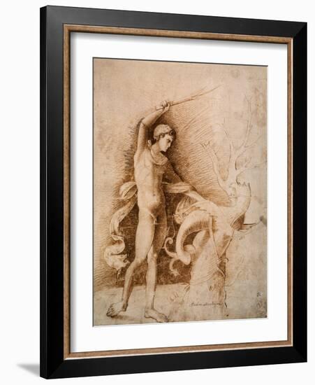 Young Man Fighting the Dragon, Late 15th Century-Andrea Mantegna-Framed Giclee Print