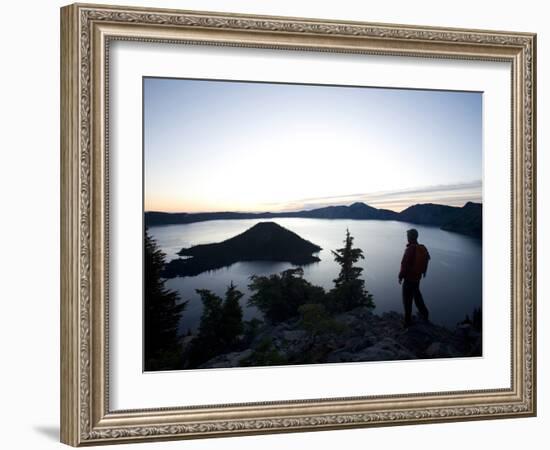 Young Man Hiking around Crater Lake National Park, Or.-Justin Bailie-Framed Photographic Print