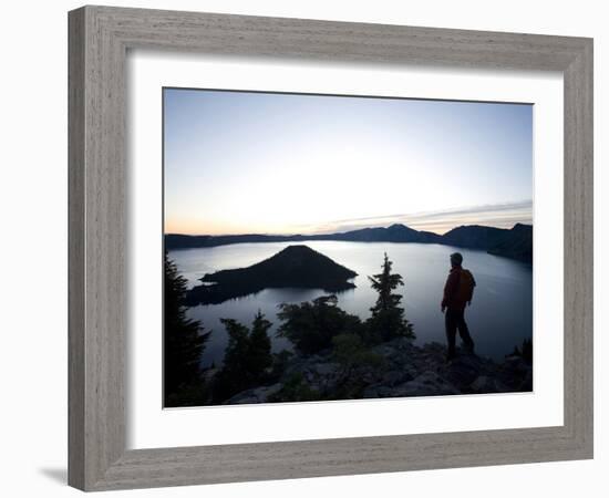 Young Man Hiking around Crater Lake National Park, Or.-Justin Bailie-Framed Photographic Print
