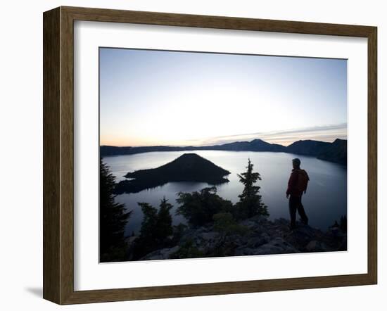 Young Man Hiking around Crater Lake National Park, Or.-Justin Bailie-Framed Photographic Print