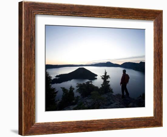 Young Man Hiking around Crater Lake National Park, Or.-Justin Bailie-Framed Photographic Print
