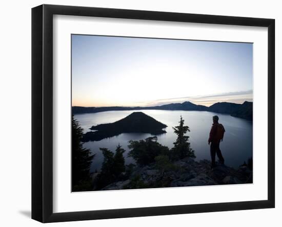 Young Man Hiking around Crater Lake National Park, Or.-Justin Bailie-Framed Photographic Print