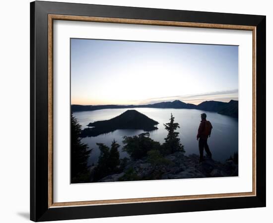 Young Man Hiking around Crater Lake National Park, Or.-Justin Bailie-Framed Photographic Print