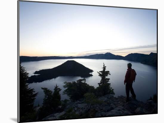 Young Man Hiking around Crater Lake National Park, Or.-Justin Bailie-Mounted Photographic Print