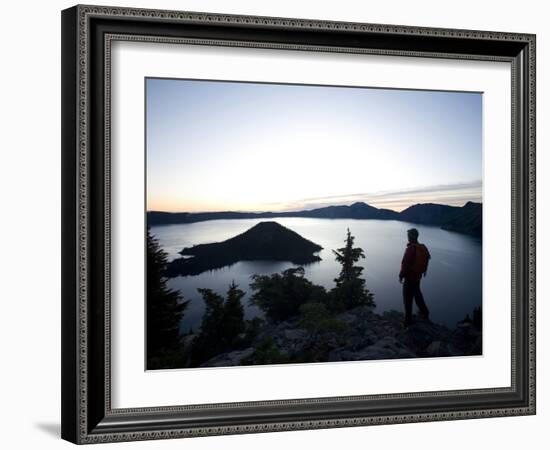 Young Man Hiking around Crater Lake National Park, Or.-Justin Bailie-Framed Photographic Print