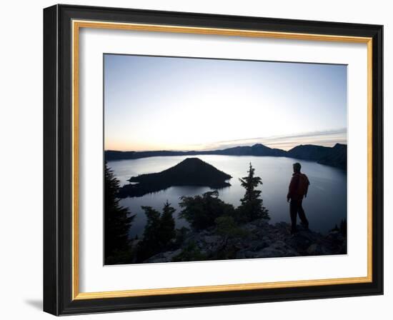 Young Man Hiking around Crater Lake National Park, Or.-Justin Bailie-Framed Photographic Print