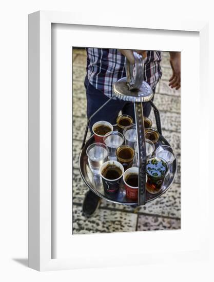 Young Man Holding a Tray with Coffee, Tea and Water in Old City, Jerusalem, Israel, Middle East-Yadid Levy-Framed Photographic Print