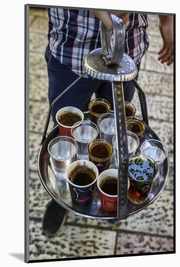 Young Man Holding a Tray with Coffee, Tea and Water in Old City, Jerusalem, Israel, Middle East-Yadid Levy-Mounted Photographic Print
