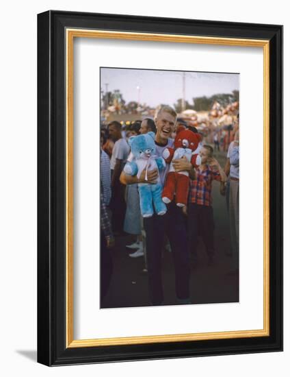 Young Man Holding Stuffed Bears Prizes at a Carnival Game at the Iowa State Fair, 1955-John Dominis-Framed Photographic Print