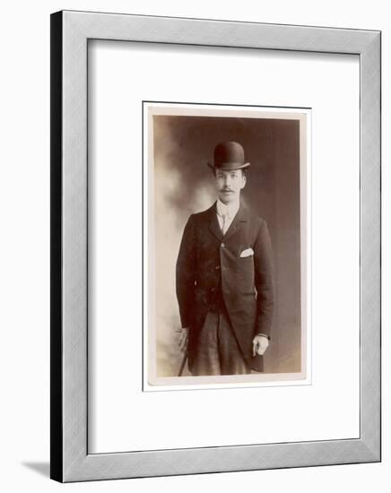 Young Man in Morning Coat, Bowler Hat and Cane: Perhaps an Office Clerk-null-Framed Photographic Print