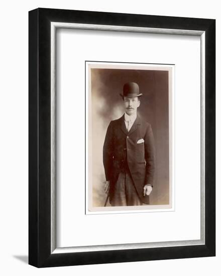 Young Man in Morning Coat, Bowler Hat and Cane: Perhaps an Office Clerk-null-Framed Photographic Print