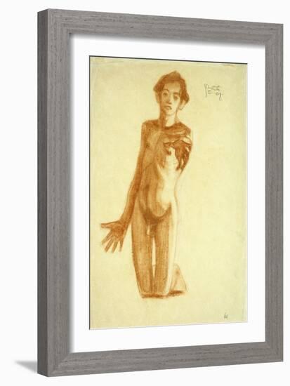 Young Man Kneeling, 1908-Egon Schiele-Framed Giclee Print