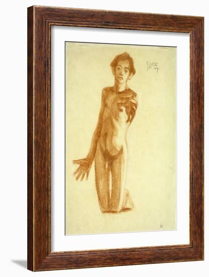 Young Man Kneeling, 1908-Egon Schiele-Framed Giclee Print