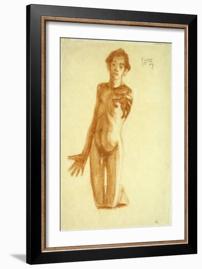 Young Man Kneeling, 1908-Egon Schiele-Framed Giclee Print