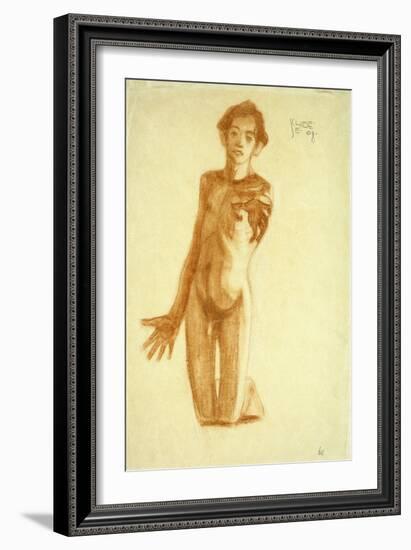 Young Man Kneeling, 1908-Egon Schiele-Framed Giclee Print