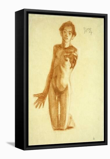 Young Man Kneeling, 1908-Egon Schiele-Framed Premier Image Canvas