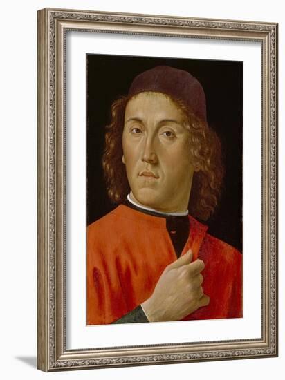 Young Man (Oil on Panel)-Domenico Ghirlandaio-Framed Giclee Print