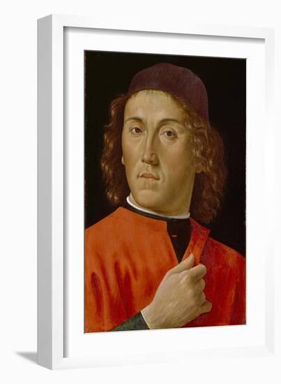 Young Man (Oil on Panel)-Domenico Ghirlandaio-Framed Giclee Print