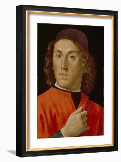 Young Man (Oil on Panel)-Domenico Ghirlandaio-Framed Giclee Print