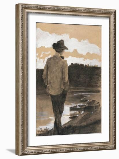 Young Man on a Riverbank, 1902-Umberto Boccioni-Framed Giclee Print