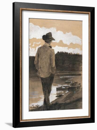 Young Man on a Riverbank, 1902-Umberto Boccioni-Framed Giclee Print