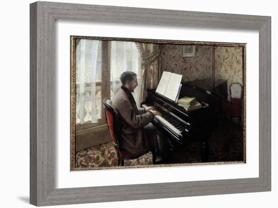 Young Man Playing Piano. Painting by Gustave Caillebotte (1848-1894), 1876. Oil on Canvas. Private-Gustave Caillebotte-Framed Giclee Print