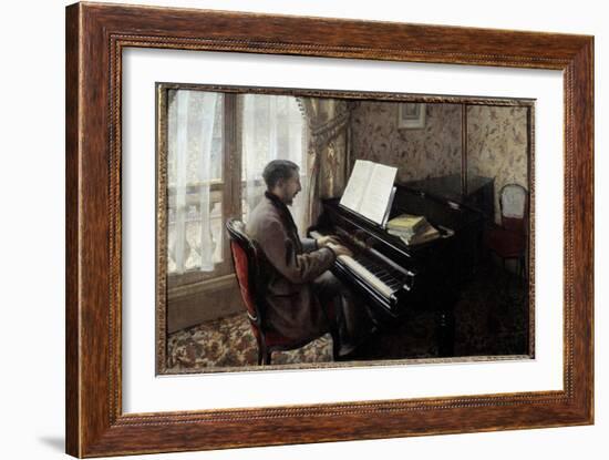 Young Man Playing Piano. Painting by Gustave Caillebotte (1848-1894), 1876. Oil on Canvas. Private-Gustave Caillebotte-Framed Giclee Print