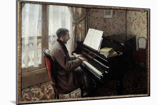 Young Man Playing Piano. Painting by Gustave Caillebotte (1848-1894), 1876. Oil on Canvas. Private-Gustave Caillebotte-Mounted Giclee Print
