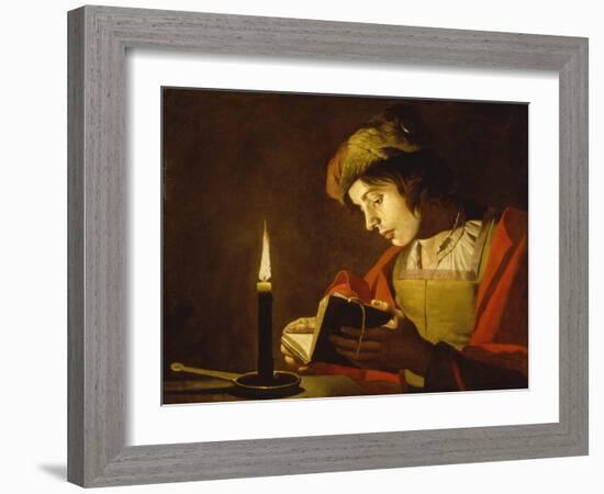 Young Man Reading by Candle Light, c.1630-Matthias Stomer-Framed Giclee Print