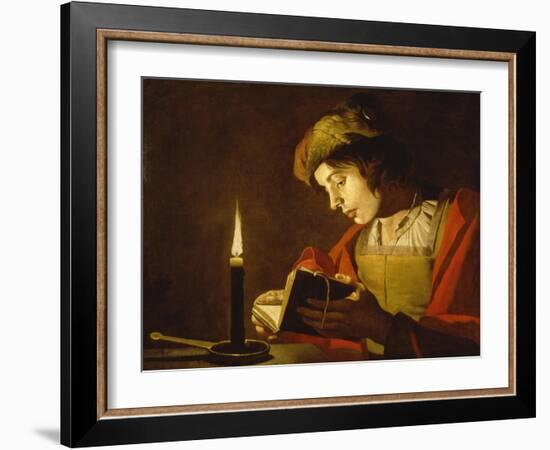 Young Man Reading by Candle Light, c.1630-Matthias Stomer-Framed Giclee Print