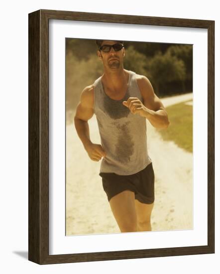 Young Man Running on the Beach-null-Framed Photographic Print