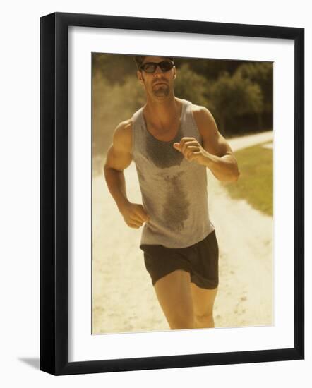 Young Man Running on the Beach-null-Framed Photographic Print