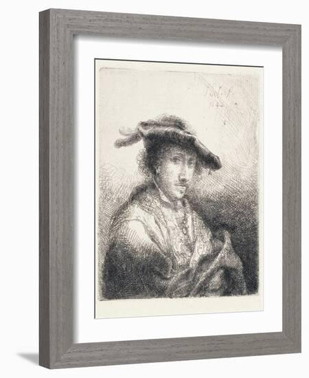 Young Man Wearing a Plumed Hat, 1642-Ferdinand Bol-Framed Giclee Print